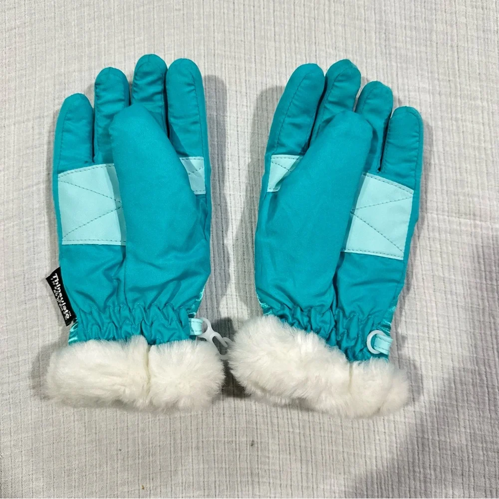 Jumping Beans Teal Mittens w/ Floral Design • Thinsulate Insulation 40g